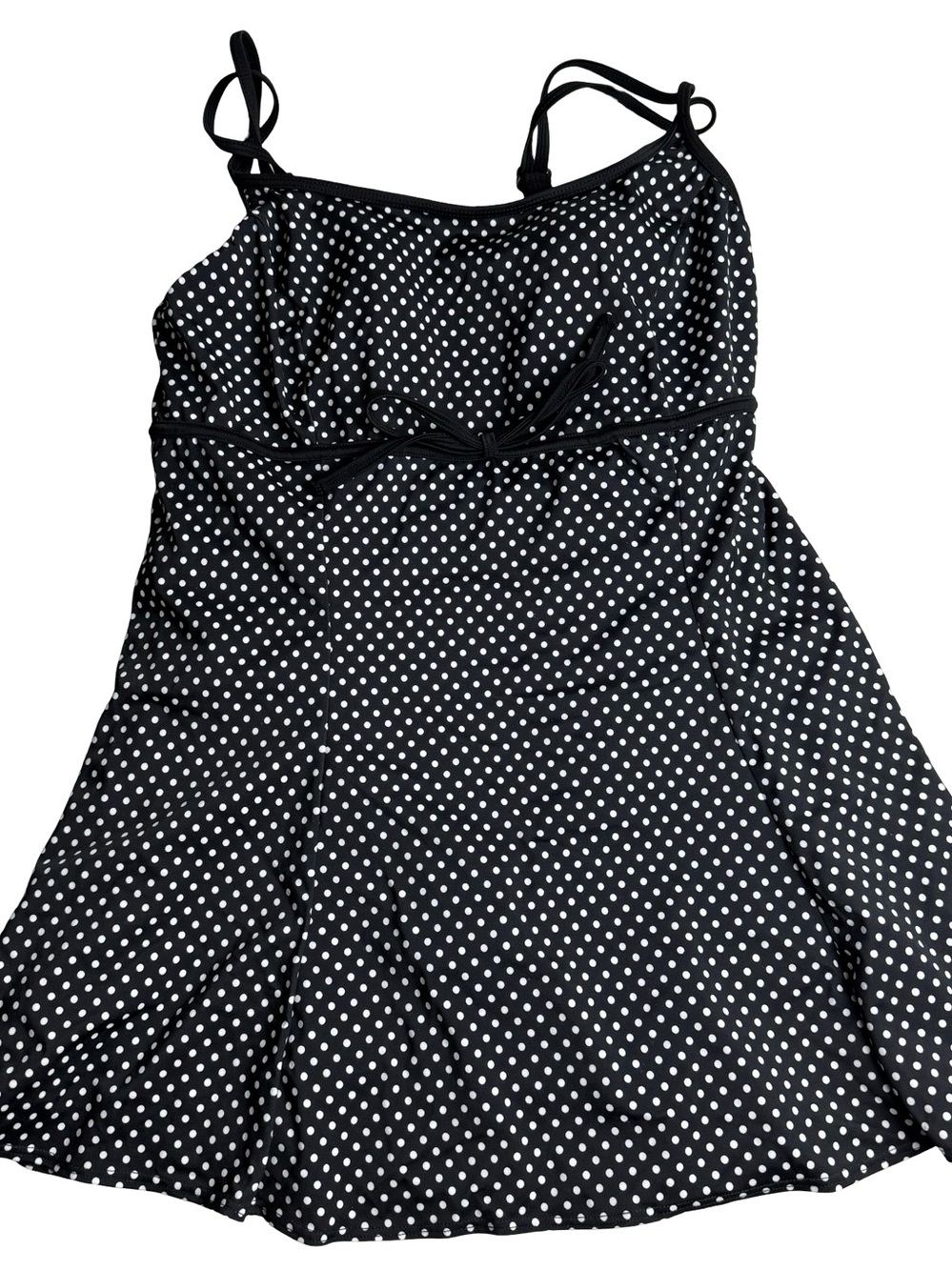 Great Lengths Swim Dress Womens 12 Black and White Polka Dot Swimsuit Adjustable